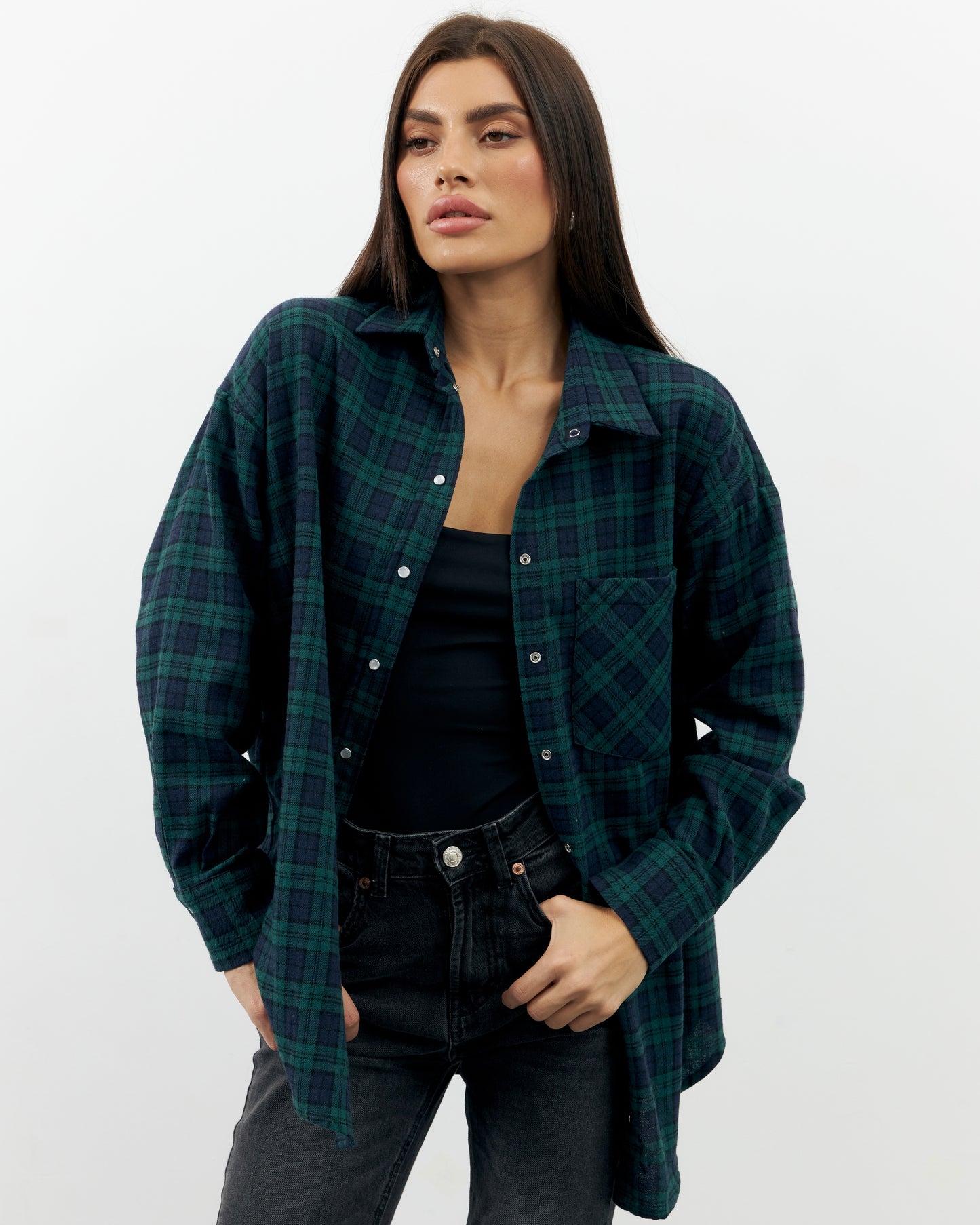 Сорочка в клітинку, синя