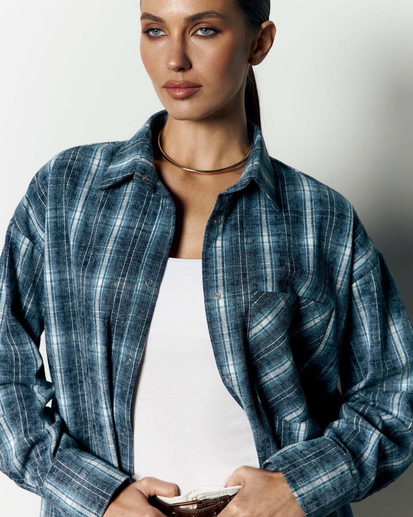 Сорочка в клітинку, синя