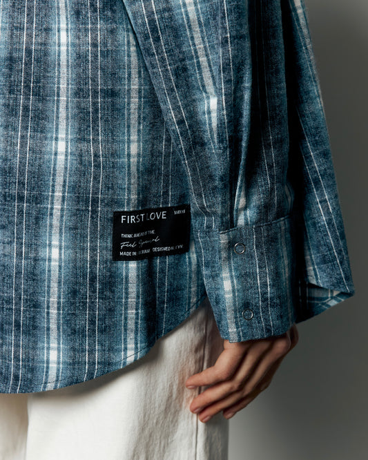 Сорочка в клітинку, синя